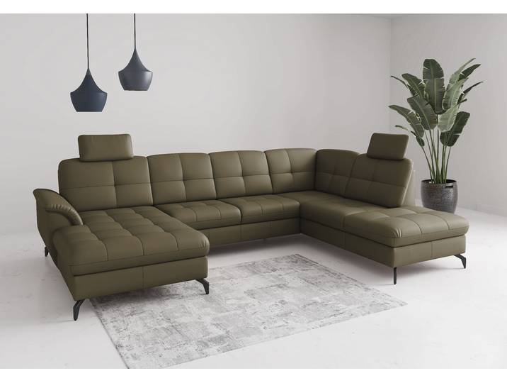 Wohnlandschaft SIT & MORE Zora , olive, T:212cm, Sofas, Wohnlandschaft