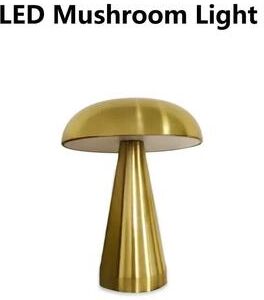Uplifted Goods Retro Mushroom LED Table Lamp With Touch Sensor And Rechargeable Design gold