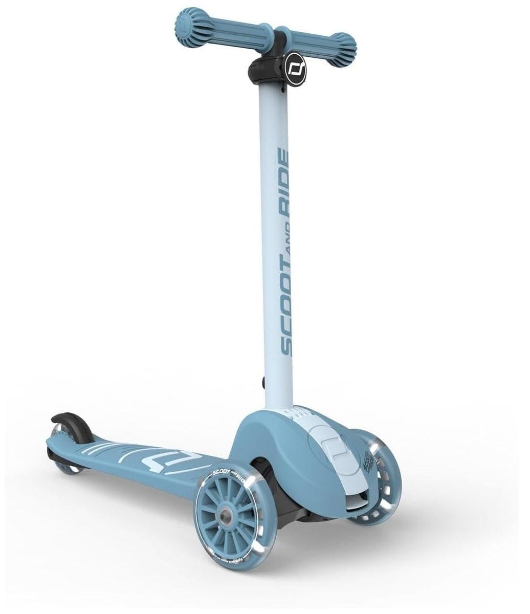Scoot and Ride Highwaykick 3S kinderstep - Steel - Blauw - Inklapbaar - LED wielen