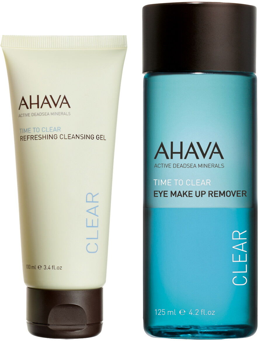 225ml AHAVA Time To Clear Set (Cleansing Gel 100ml + Eye Make Up Remover 125ml)