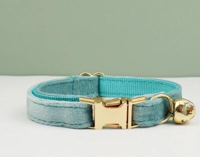 Uplift Essentials Velvet Bowknot Personalized Cat Collar cat Collar Blue l