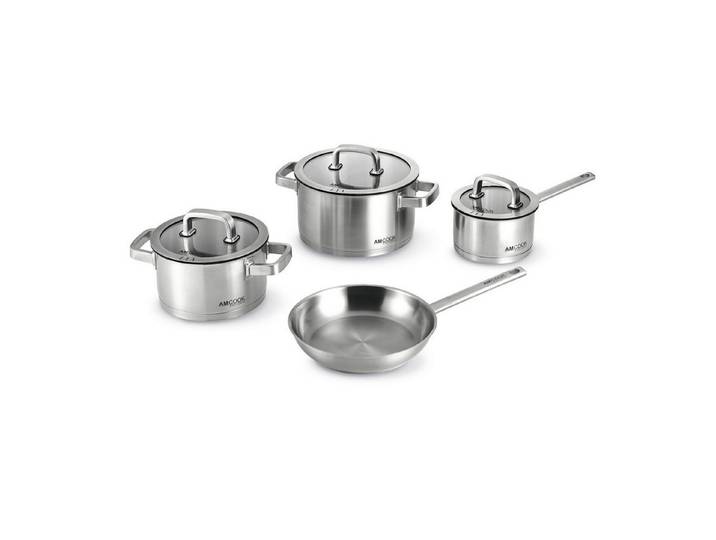 Amica Topf-Set Topfset 7-teilig Senna S7 Edelstahl für Muldenlüfter und Induktion, Edelstahl (7-tlg), für Muldenlüfter und Induktion