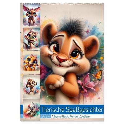 Tierische Spaßgesichter - Alberne Gesichter der Zootiere (Wandkalender 2027 DIN A2 hoch), CALVENDO Monatskalender