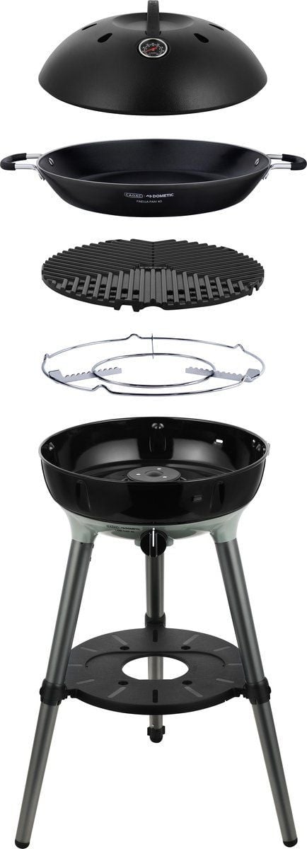 Cadac Dometic Carri Chef 40 Portable Gasbarbecue met BBQ Rooster en Paella Pan - Zwart/Groen