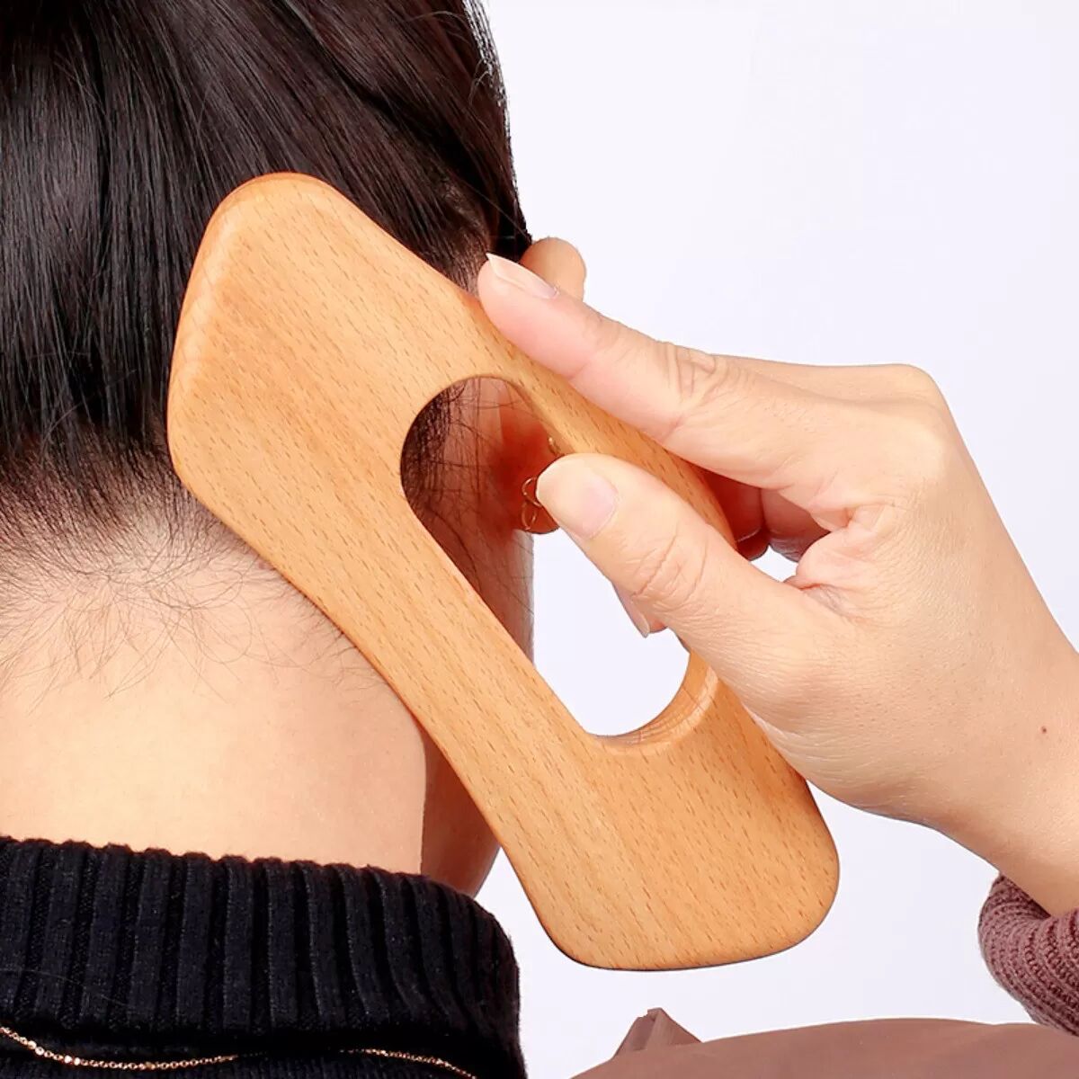 INF Planche Gua Sha en bois de hêtre - Outil manuel poli pour massage des méridiens et relâchement du fascia