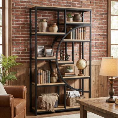 Bluebell Bookshelf Industrial 5 Tier Etagere Bookcase, Freestanding Tall Bookshelves