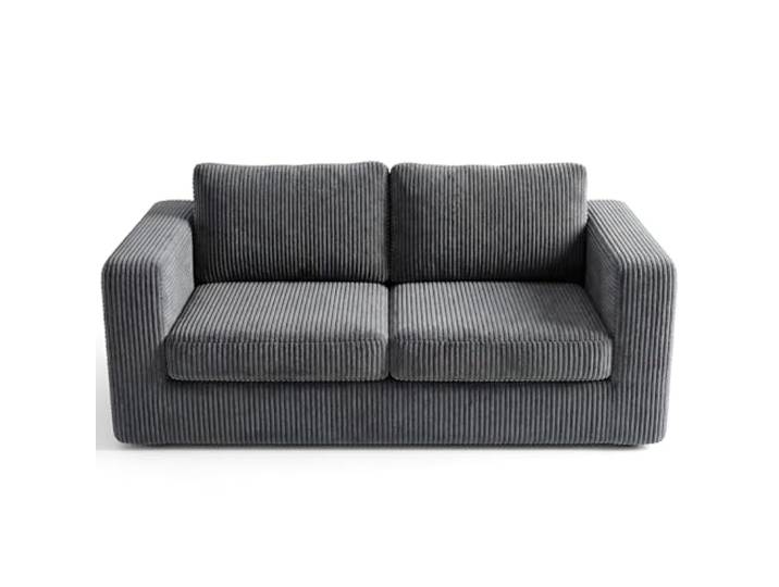 RUMMY 2-Sitzer Sofa aus Cord, kleines rahmenloses Sofa mit Cloud-Sofa-Komfort, hochelastischem Schaumstoff, Kompressionssofa und Bodensofa für Wohnzimmer, Grau