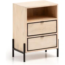 FineBuy, Nachttisch, Nachtkonsole FB96459 Massivholz Braun (50 x 43 x 60 cm)