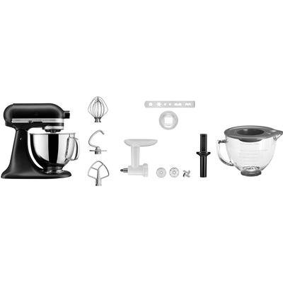 KITCHENAID Küchenmaschine "5KSM125EBM SCHWARZ MATT", schwarz (matt, schwarz), B:24cm H:36cm T:37cm, Küchenmaschinen, Gratis Fleischwolf, Schüssel, Spritzgebäckvorsatz (Wert: ca.238,- UVP), Küchenmaschine, Topseller
