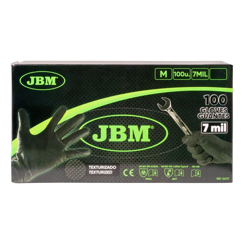 Boîte de 100* gants JBM nitrile noir- L