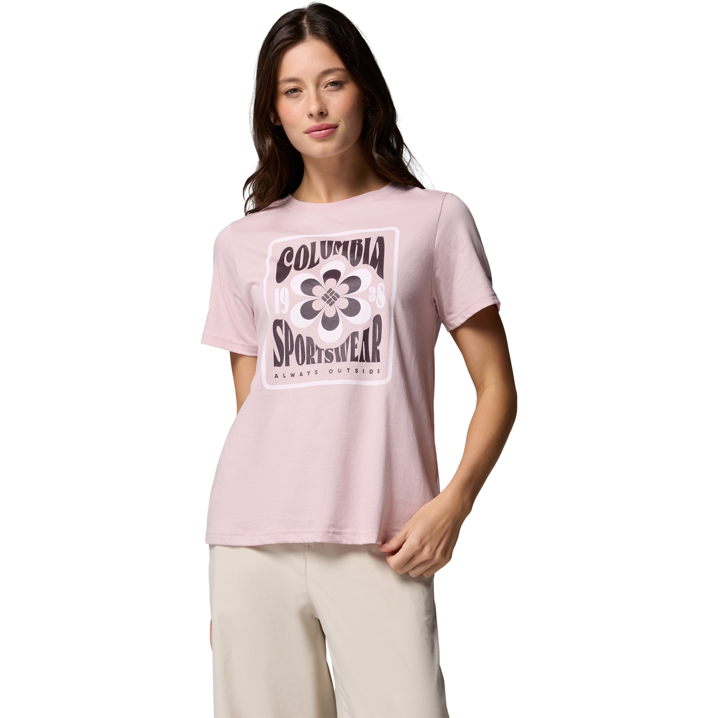 Columbia Rolling Bend Seasonal Graphic Damen T-Shirts beige Größe XL Lifestyle Hautfreundlich