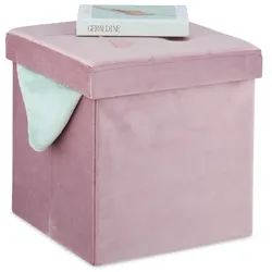 Relaxdays Rosa Hocker aus Samt Rosa