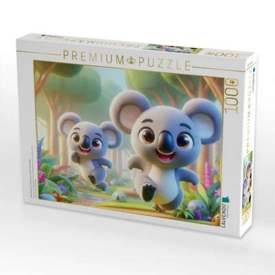 CALVENDO Puzzle Zwei Koalas im Wettrennen durch ihren Wald | 1000 Teile Lege-Größe 64x48cm Foto-Puzzle für glückliche Stunden