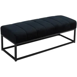 KADIMA DESIGN Sitzbank Samt Schwarz 108x40x40 cm Flur Polsterbank mit Metallgestell, Design Bettbank Schlafzimmer Gesteppt, Flurbank Garderobenbank