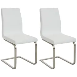 CLP 2er Set Esszimmerstühle Belfort, Freischwinger mit Polsterung, Kunstlederbezug, Edelstahlgestell, Küchenstuhl modern