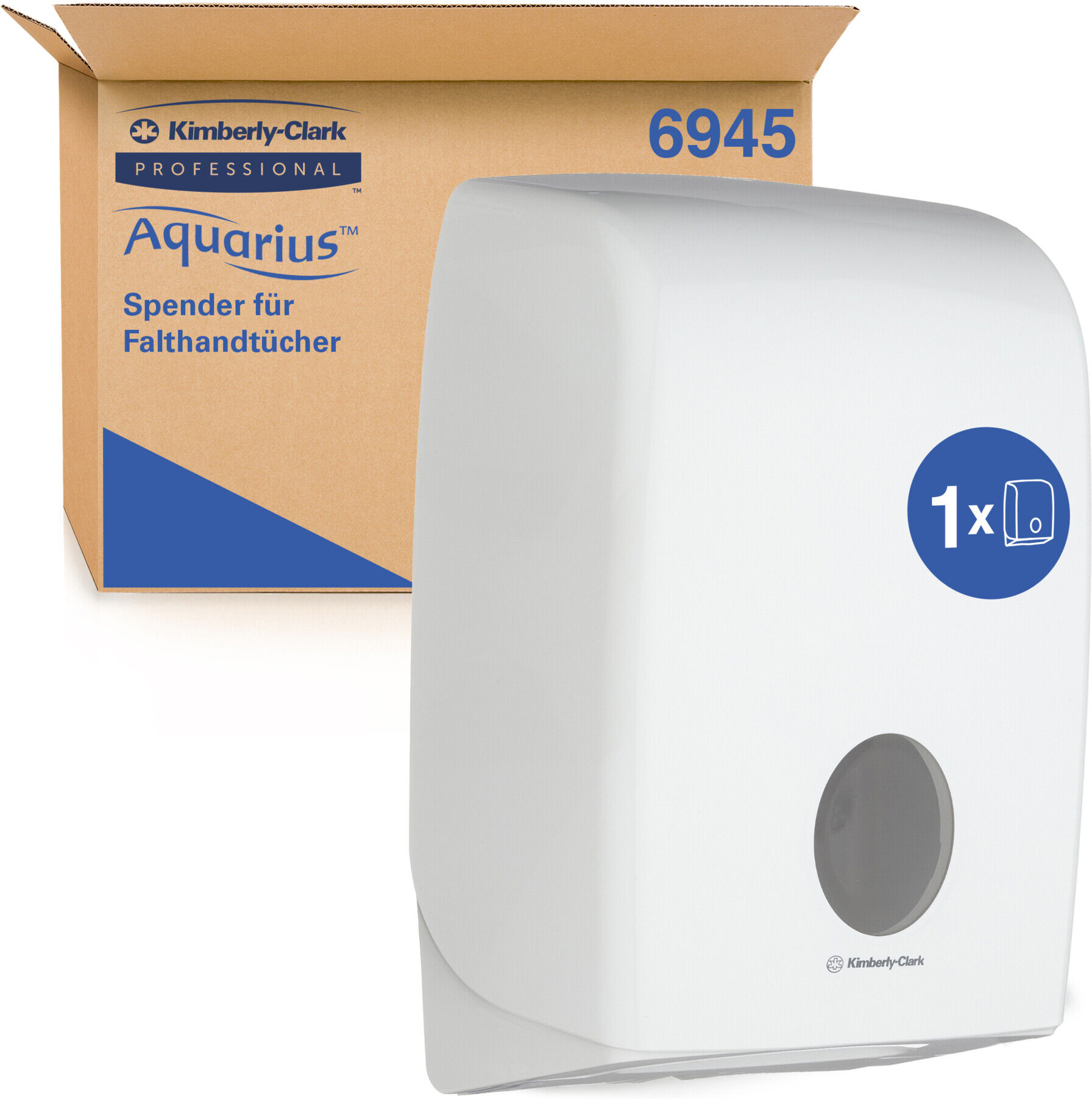 Aquarius Spender für Papierhandtücher, 1 x Papierhandtuchspender, weiß (6945)