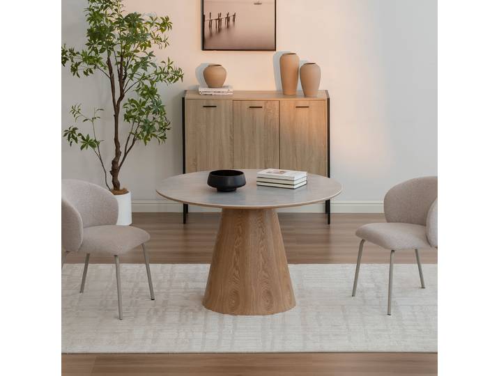 Esstisch ROND Ø 120cm Braun/Marmor Grau Dekor