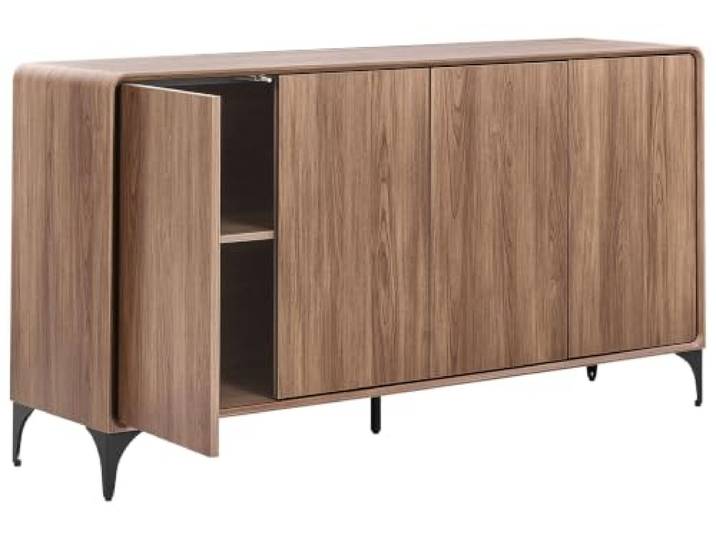 Sideboard Holzoptik dunkelbraun mit 4 Türen Japandi Design 160 cm Cowell