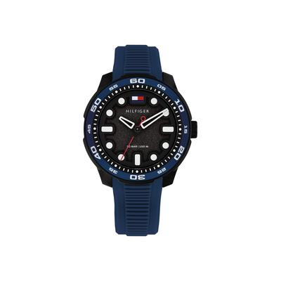 Quarzuhr TOMMY HILFIGER "TH-REGATTA", blau (blau, schwarz, schwarz), Armbanduhren, Herren, schwarz, Quarzuhr, Armbanduhr, Damenuhr, Herrenuhr, Silikonarmband, analog