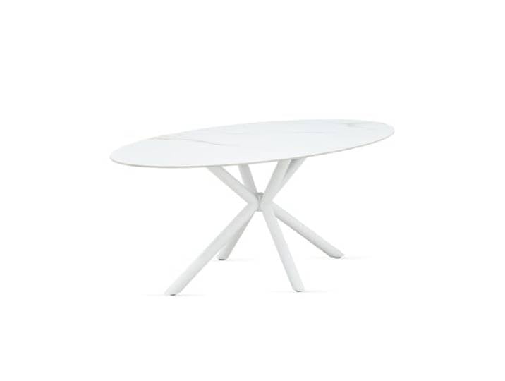 Giga Meubel Esstisch Roxy Weiß Oval 180x90 cm Marmoroptik 4-6 Pers.