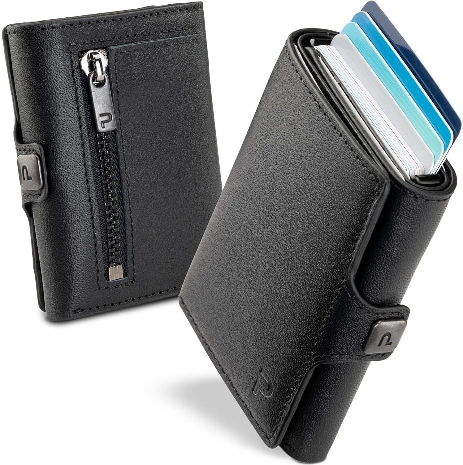Rio Geldbörse "KLIK Zip Slim Carbon", Herren, schwarz (schwarz matt), Kleinlederwaren Geldbörse schwarz matt Einheitsgröße