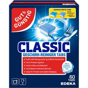 Gut&Günstig Spülmaschinentabs Classic, kraftvolle Reinigung, strahlender Glanz, 60 Tabs