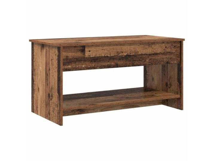 GHVBNMF Couchtisch Altholz 80x50x41,5 cm Beistelltisch Holzwerkstoff Kompakter Wohnzimmertisch in Altholz-Optik mit 2 Ablagefächern für Zeitschriften und Deko, belastbar bis 75 kg.
