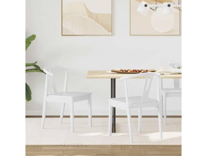 KGHFDVB Esszimmerstuhl 2 STK Massives Gummiholz Weiß mit Sitzkissen Vintage Design, lackierte Oberfläche, kompakte Größe, vielseitig einsetzbar, pflegeleicht