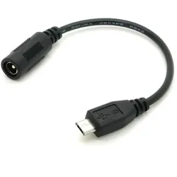 Adapterkabel Hohlstecker Buchse 5,5x2,1mm - Micro USB B Stecker schwarz 15cm