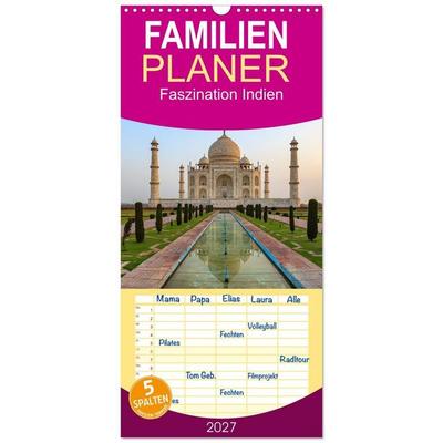 Familienplaner 2027 - Faszination Indien mit 5 Spalten (Wandkalender, 21 x 45 cm) CALVENDO