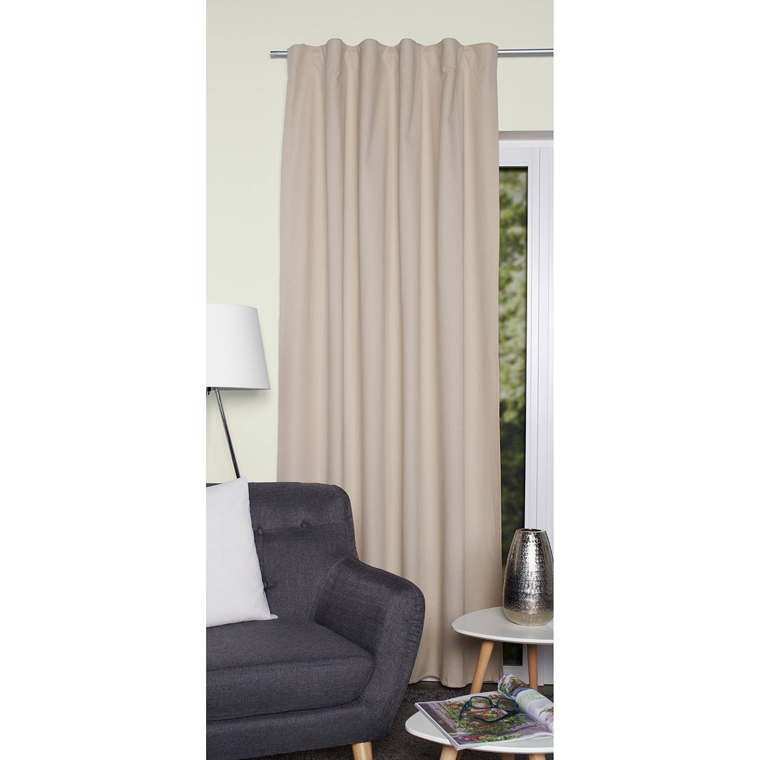 home24 Gordijn Topic beige, B: 140 cm, H: 145 cm