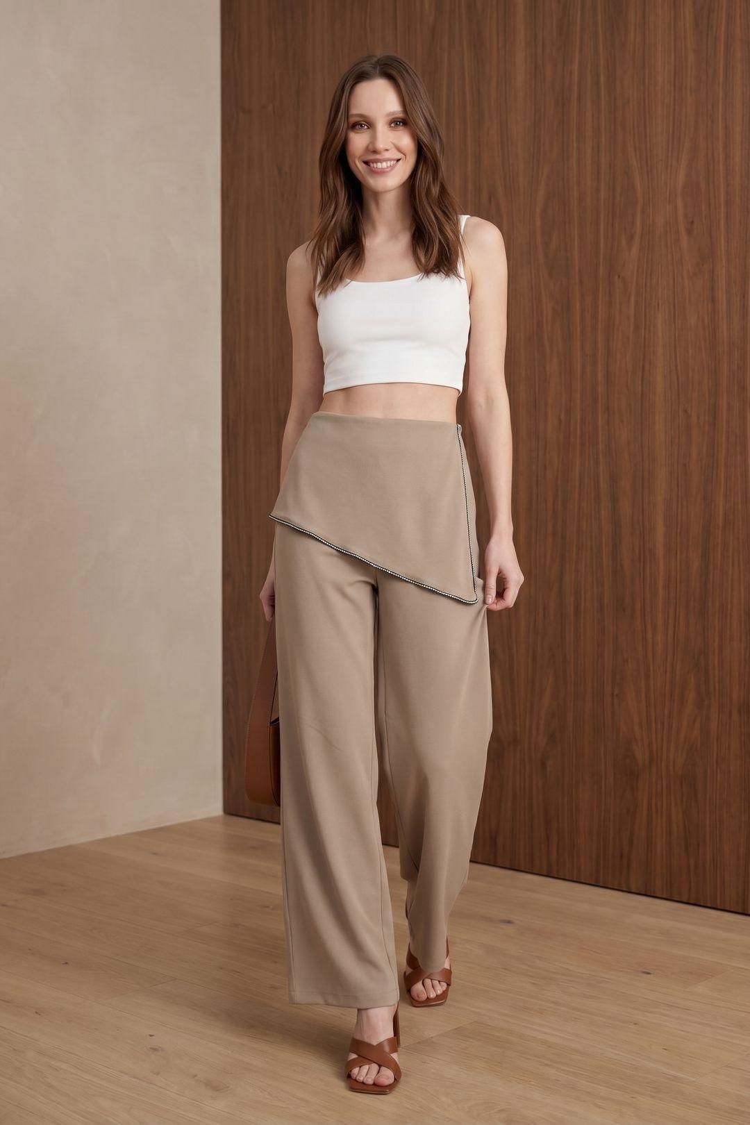 Hoge Taille Wijde Crepe Broek