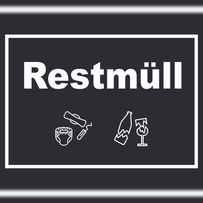 HB-Druck Restmüll Mülltrennung Schild Text Symbol Haushalt waagerecht A1 (594x841mm)