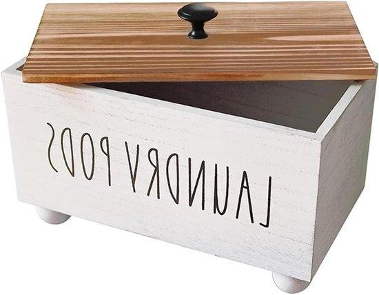 Multifunctionele houten opbergdoos voor badkamer en wasruimte - Wit