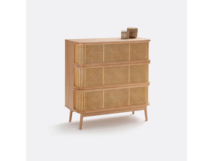 LA REDOUTE Commode 3 tiroirs en cannage Laora Beige
