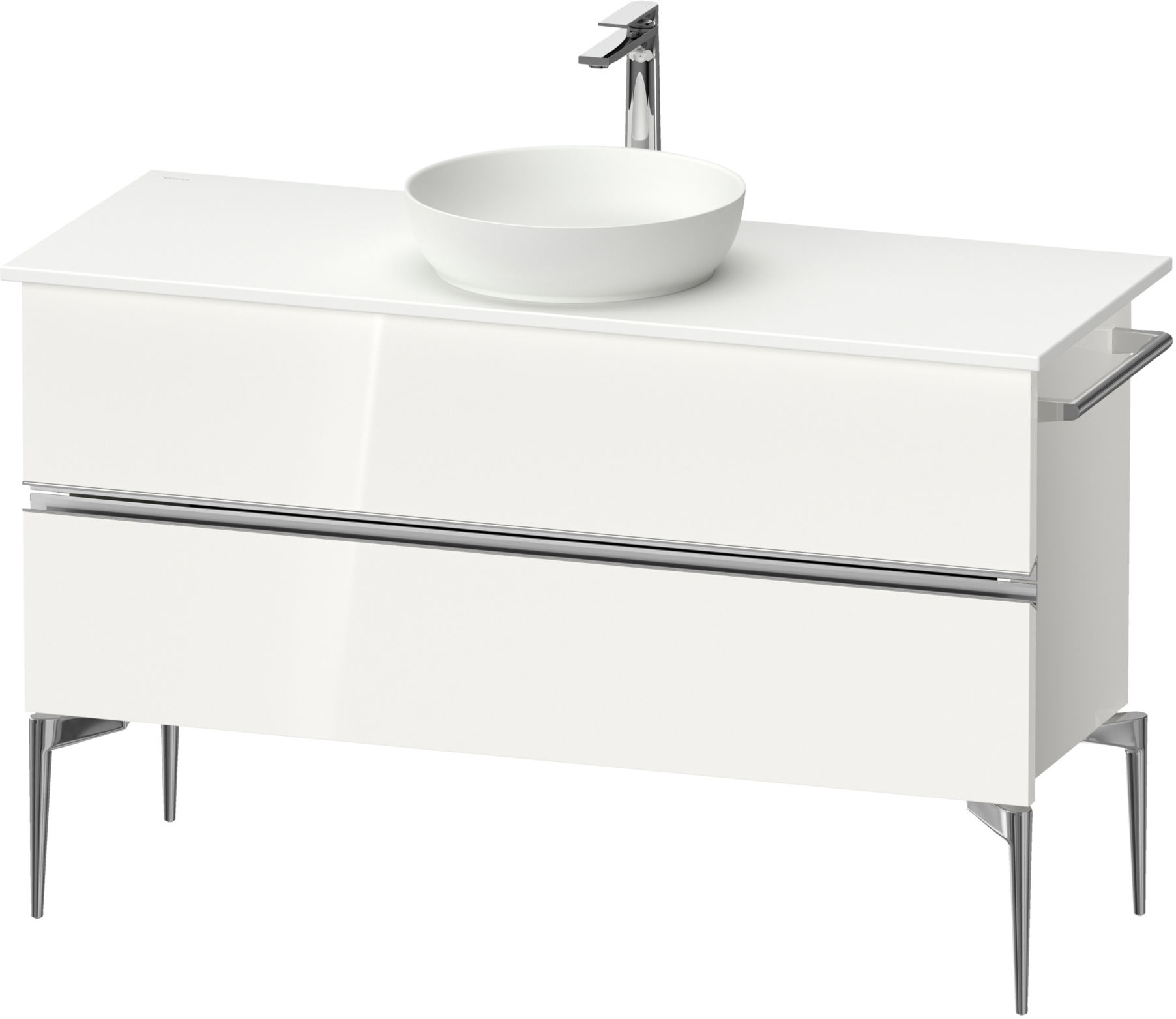 Duravit Konsolen-Waschtischunterbau bodenstehend Sivida 124,5x54,8x47,5cm, w g, 2 Schub., G chr (SV4660010220000)