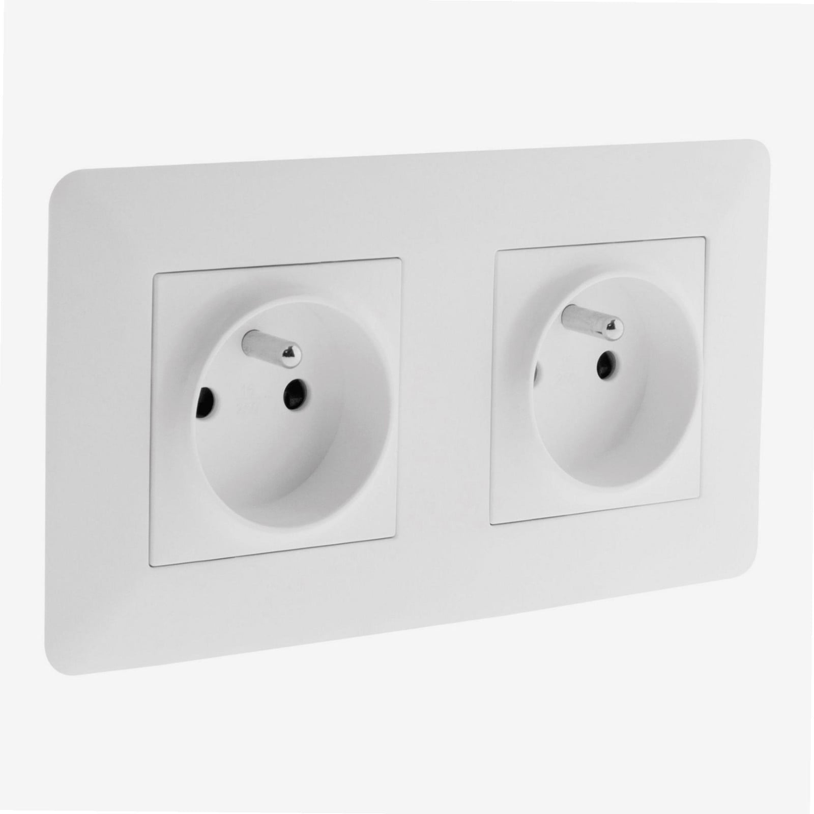 Zenitech ARTEZO Voorgemonteerde dubbele stopcontactdoos 2P + E 16A - Wit