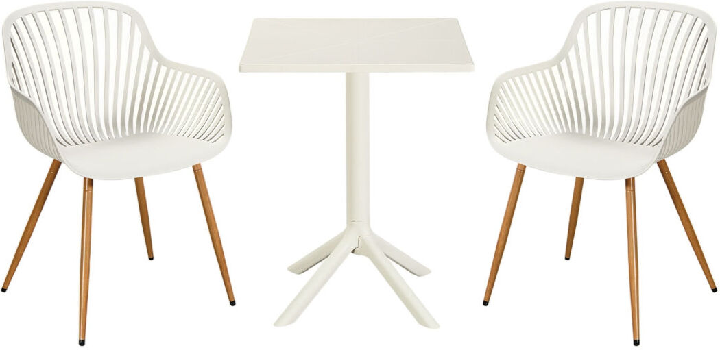 Dakota Fields 3-Piece Bistro Garden Set with Square Table & Armchairs Off-White