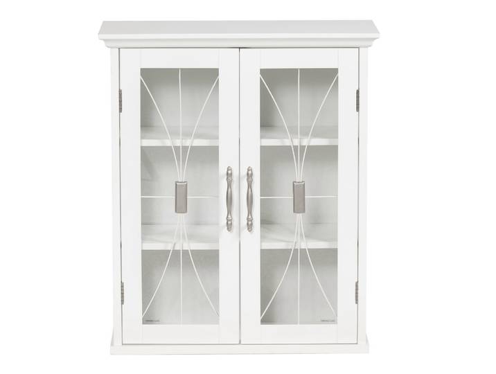 Armoire murale 2 portes en bois, blanche