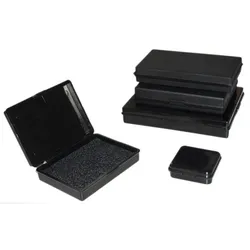 ESD-Kleinteilebehälter mit Klappdeckel u. Füllung, 227x125x40 mm, schwarz