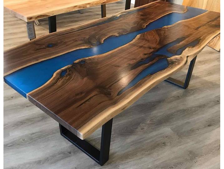 Xlmoebel Esstisch Esstisch aus echtem Holz mit Epoxidharz-Oberfläche (1-St., Esstisch), Hergestellt in Europa