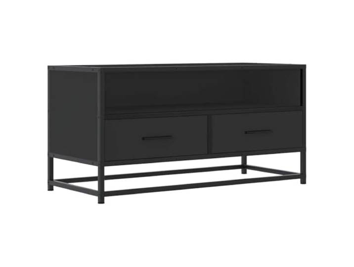 GHVBNMF TV-Schrank Schwarz 80x34,5x40 cm Lowboard Metall Holzwerkstoff Industrielles Fernsehmöbel für Wohnzimmer & Schlafzimmer mit geräumigem Stauraum und fester Oberplatte.