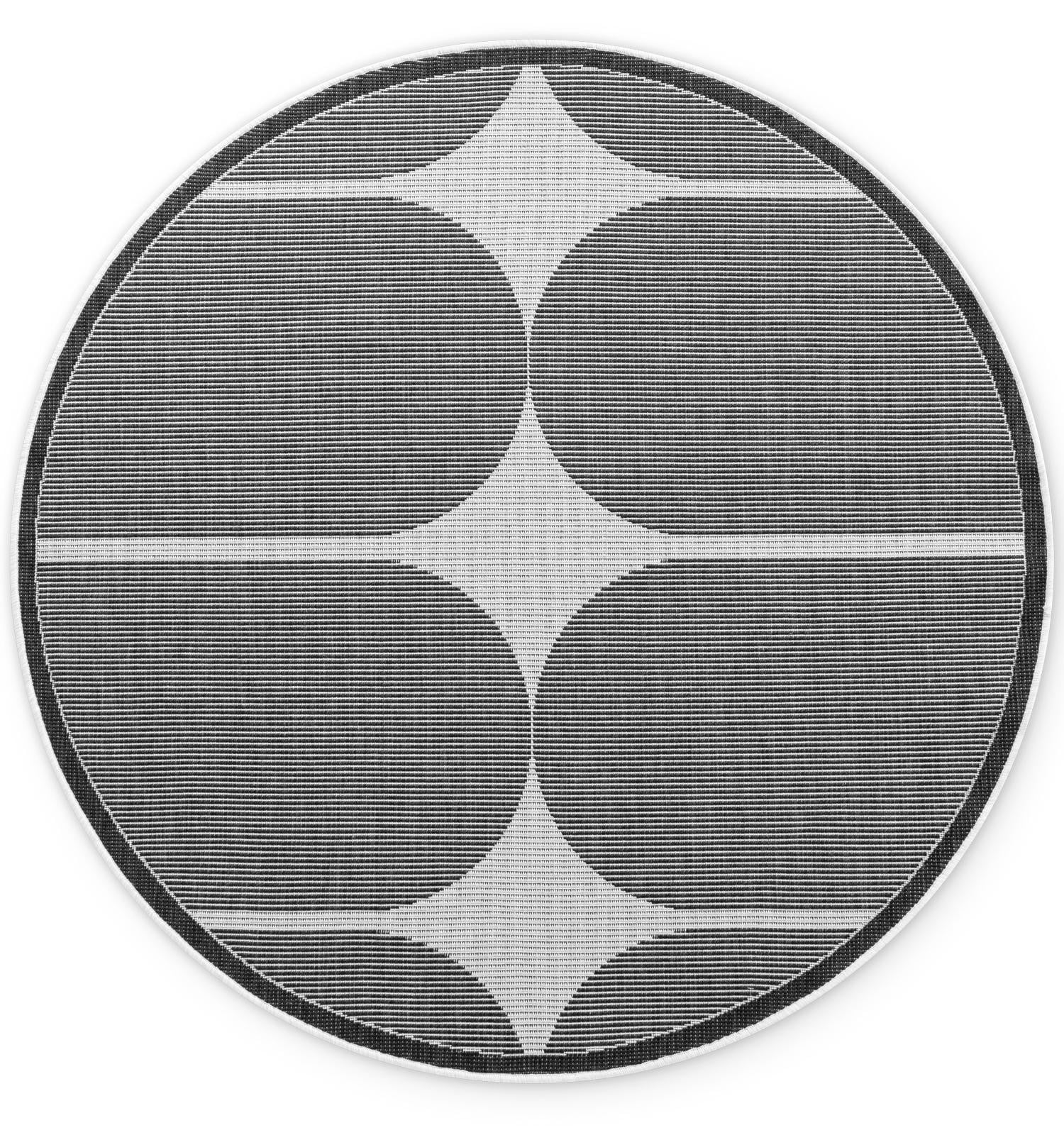 Hanse Home Collection rond buitenkleed met geometrisch design, zwart-wit, Ø 160 cm