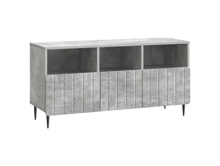 KTHLBRH TV-Möbel in Zementgrau 102 x 34,5 x 50 cm mit 3 Schubladen Technisches Holz, Rollenführungen, Stahllegierungen, Beine 10 cm, Belastung 60 kg, Montage erforderlich