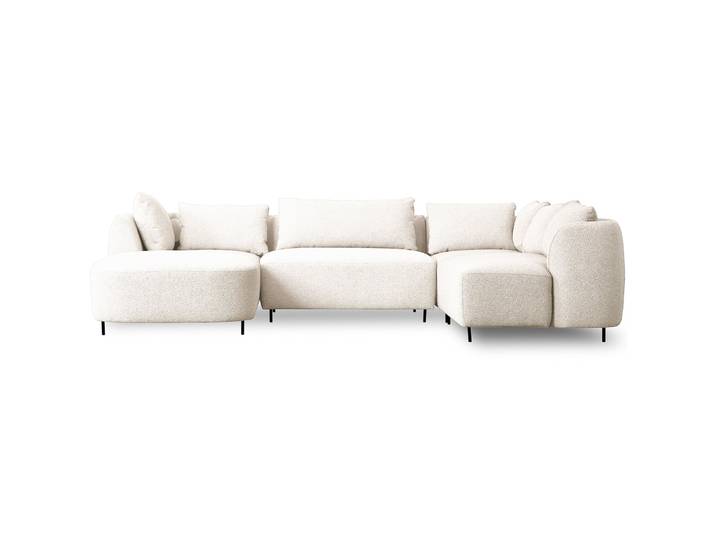 Modulares Ecksofa Lanomi U-förmig, rechtsseitig, weißes Bouclé
