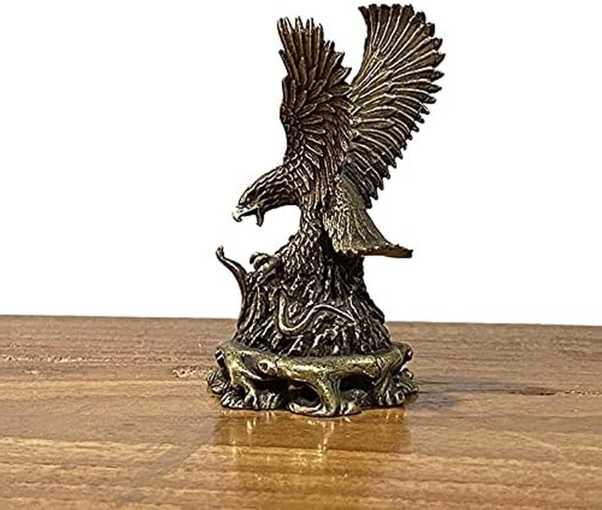 Koperen Adelaar Beeldje - Brons Kleur - Miniatuur Ornament voor Woondecoratie