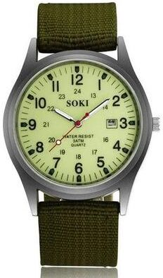 The Cart Load Military Army Men's Luminous Wrist Watch, Nylon Strap, Quartz Date Watch For Outdoor Enthusiasts luminous