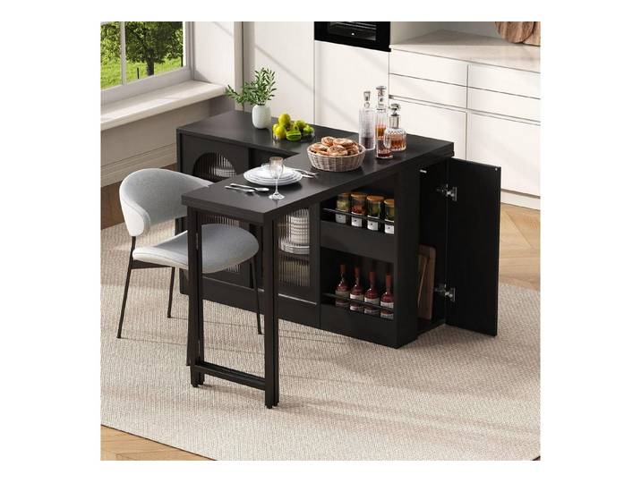 LuxusKollektion Bartisch Bartisch ausziehbar 360° drehbar Schwarz (1-St)
