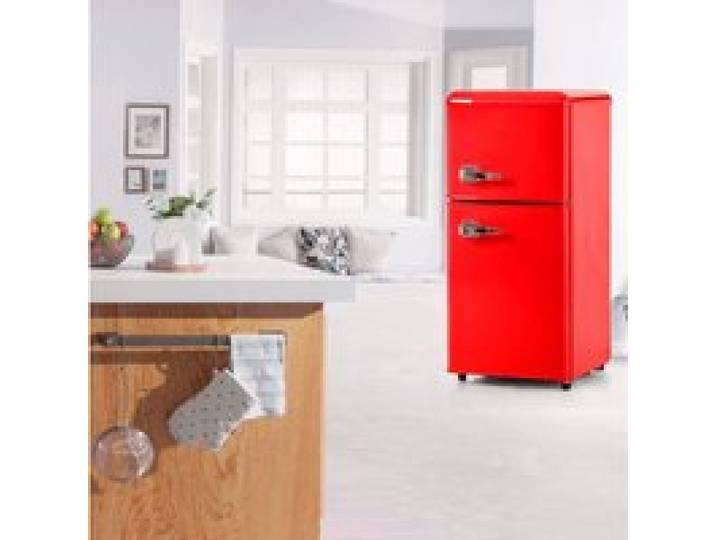 Réfrigérateur combiné rétro rouge – double porte – 60 L – classe E – LED