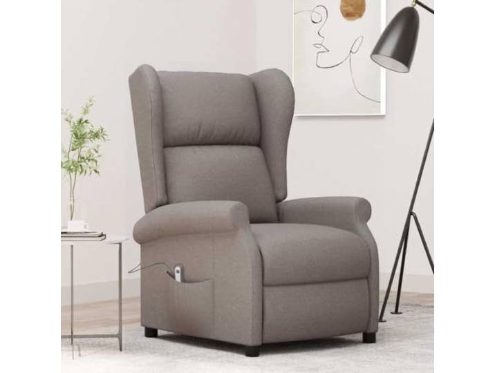 WHOPBXGAD Stoff Elektrisch Relaxsessel Mit Fernbedienung Taupe Ohrensessel mit Liegefunktion Elektrisch Taupe Stoff Relaxsessel Fernsehsessel 3 Liegepositionen Fernbedienung